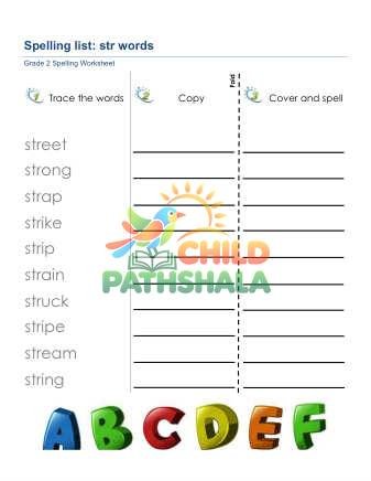 Preview of Spelling List Str Words