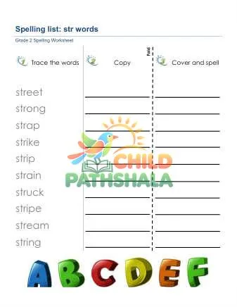 Preview of Spelling List Str Words