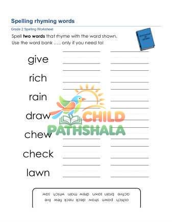Spelling Rhyming Words Worksheet for Grade 2