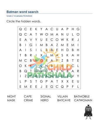 Preview of Batman Word Search Uppercase
