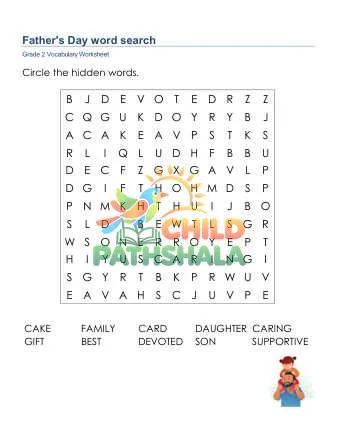 Preview of Fathers Day Word Search Uppercase