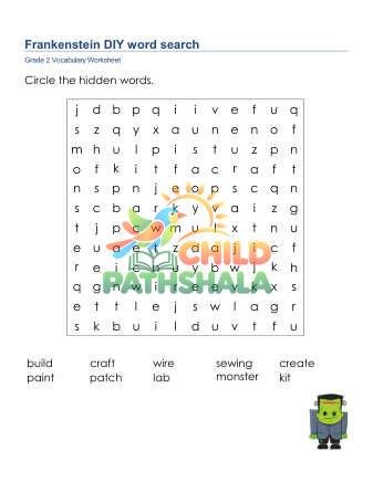 Preview of Frankenstein Word Search Lowercase