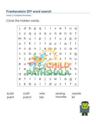 Preview of Frankenstein Word Search Lowercase