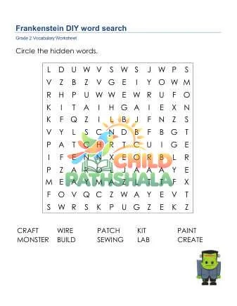 Preview of Frankenstein Word Search Uppercase