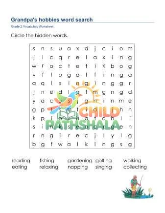 Preview of Grandpas Hobbies Word Search Lowercase
