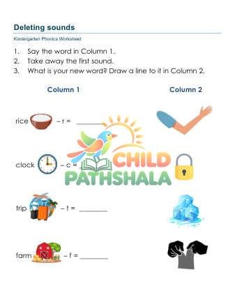 Phoneme Deletion Worksheet for Grade 1