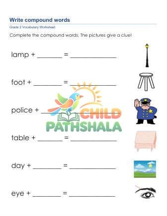 Write Compound Words 3 Worksheet for Grade 2
