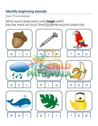 Phoneme Isolation 725 Worksheet for Grade 1