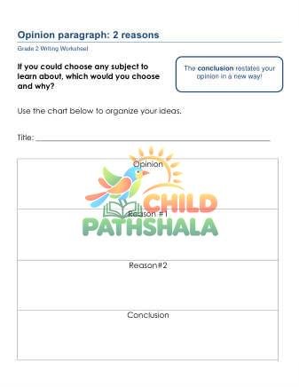 Opinion Paragraph Writing Worksheet for Grade 2