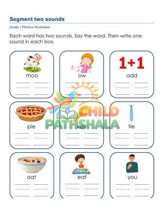 Phoneme Segmentation Worksheet for Grade 1
