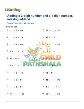 Add 2 Digit Plus 1 Digit Missing Addend C