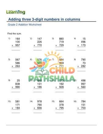Preview of Add 3 3 Digit Numbers In Columns A