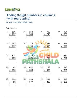 Add 3 Digit Numbers In Columns With Regrouping D