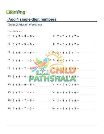 Preview of Add 4 Single Digit Numbers