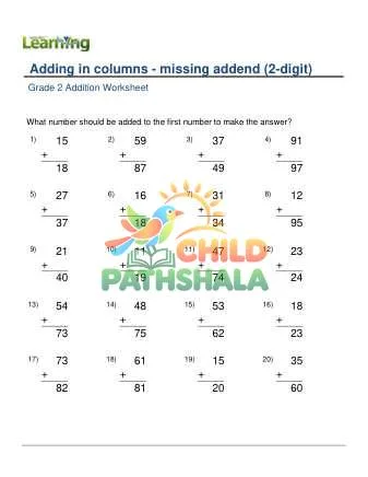 Preview of Add In Columns Missing Addend 2 Digit