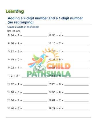 Adding 2 Digit Plus 1 Digit No Regrouping A