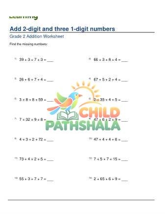 Adding 2 Digit Plus Three 1 Digit D