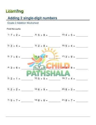 Preview of Adding 2 Single Digit Numbers