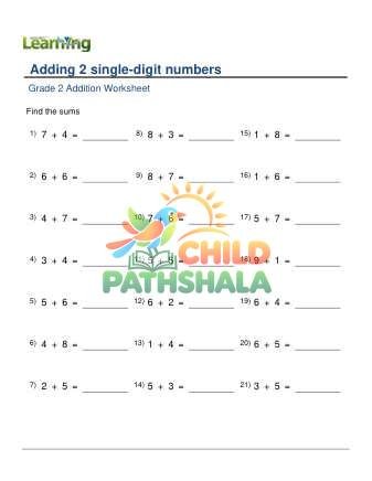 Preview of Adding 2 Single Digit Numbers F