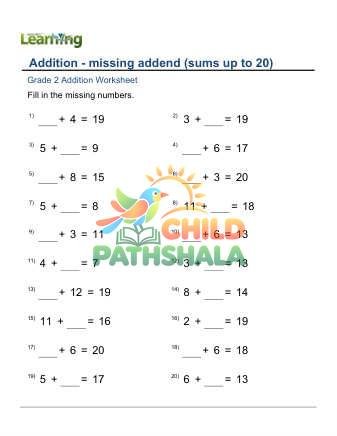 Preview of Adding Missing Addend Sum Under 20 F