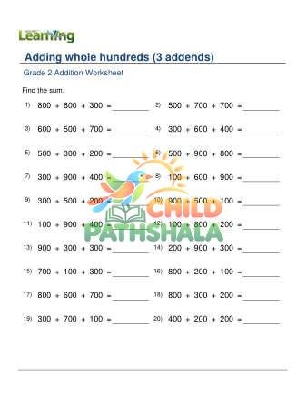 Adding Whole Hundreds 3 Addends C
