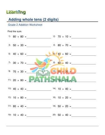 Adding Whole Tens 2 Digits E Worksheet for Grade 2