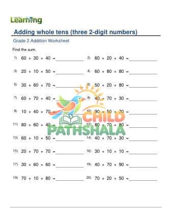 Adding Whole Tens 3 Addends B