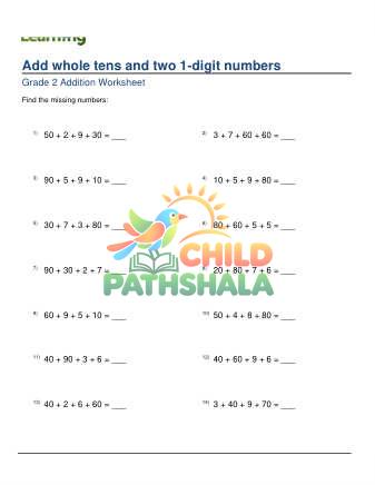 Preview of Adding Whole Tens To Two 1 Digit Numbers D