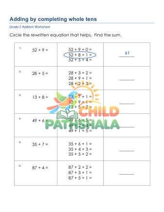 Addition By Completing Whole Tens A