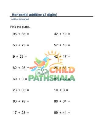 Addition Horizontal 2 Digits B