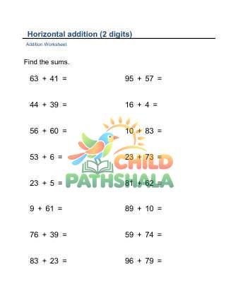 Addition Horizontal 2 Digits C