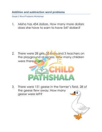 Mixed Addition And Subtraction Word Problems B Worksheet for Grade 2