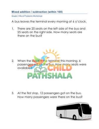 Word Problems Mixed Add Subtract 2 Digits D