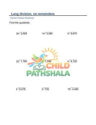 Long Division No Remainder 4x2 Digit C Worksheet for Grade 2