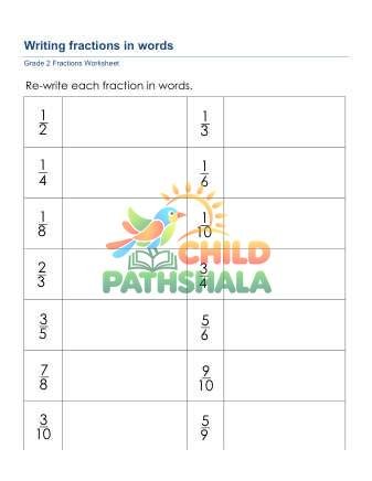 Preview of Fractions Writing Words A