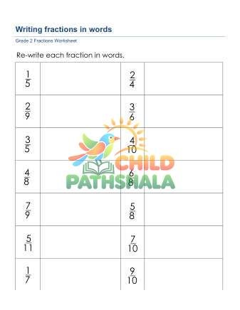 Preview of Fractions Writing Words B