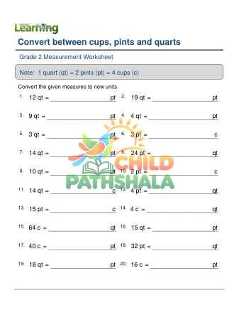 Preview of Convert Cups Pints Quarts Easy