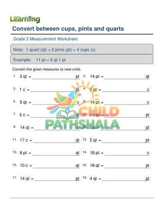 Preview of Convert Cups Pints Quarts Hard