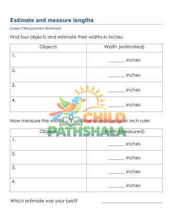 Measurement Estimating Length Inches E Worksheet for Grade 2