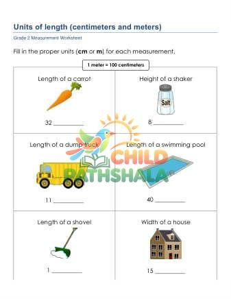 Measurement Units Of Length Metric B Worksheet for Grade 2