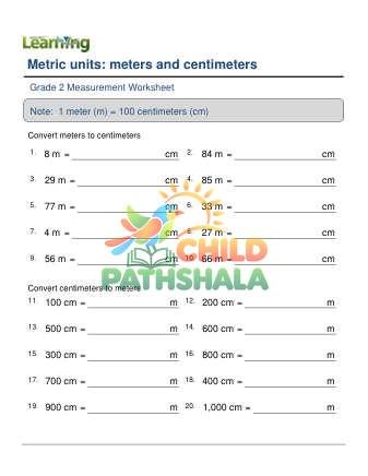 Metric Units Length Cm M E Worksheet for Grade 2