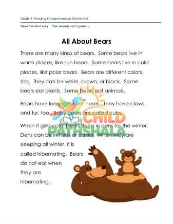 Preview of 1 Reading Bears