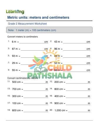 Preview of Metric Units Length Cm M F