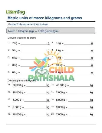 Preview of Metric Units Mass Kg Gm
