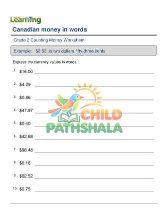Preview of Canadian Money In Words