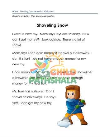 Preview of 1 Reading Shovel Snow