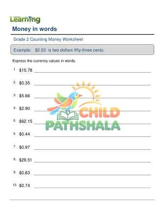 Preview of Money In Words