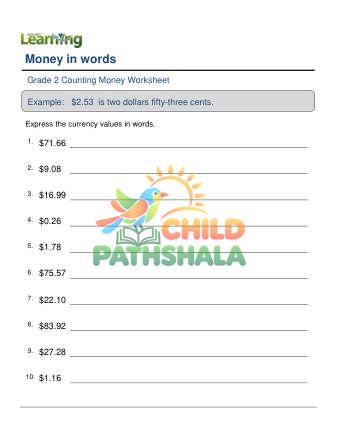 Preview of Money In Words B