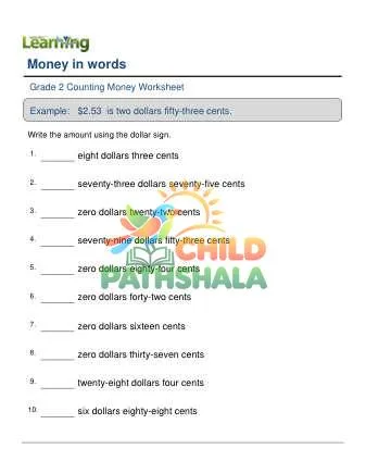 Preview of Money Words To Numbers