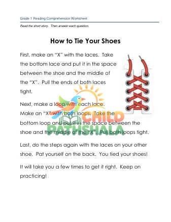 Preview of 1 Reading Tie Shoes